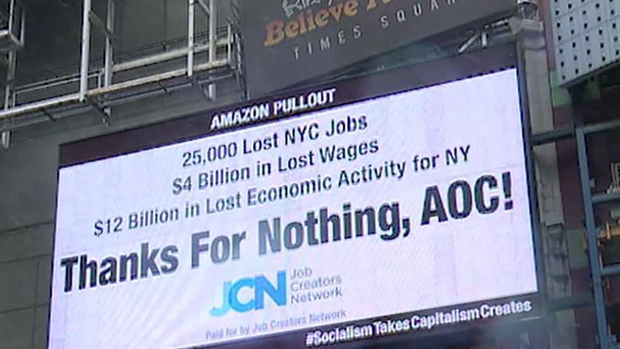 'Thanks for Nothing, AOC!' Billboard battle heats up over Amazon's NYC exit