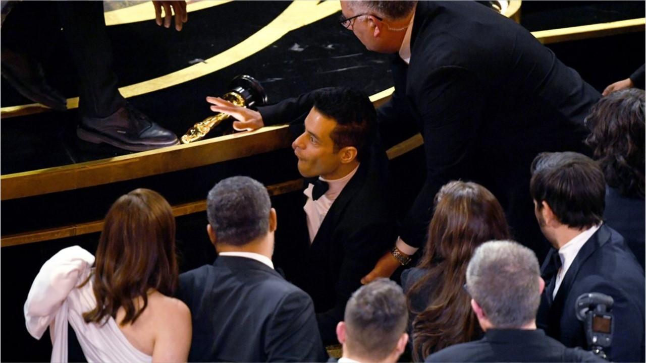 Rami Malek, best actor winner, treated by paramedics after fall at Oscars