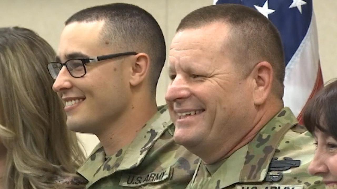 Army father and son deployed together overseas on mission in Afghanistan