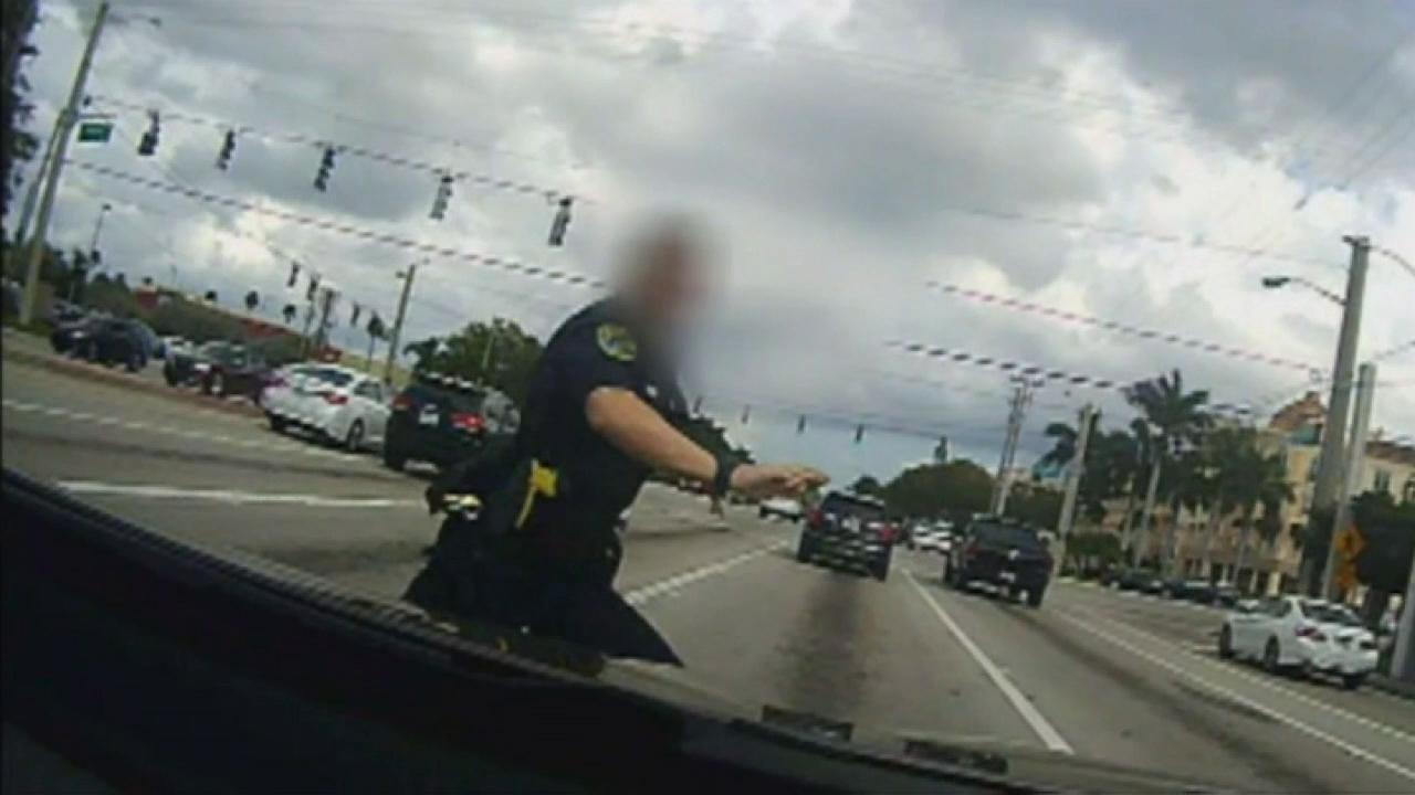 Police officer hit by car while chasing suspect In Florida
