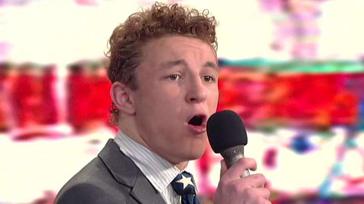 High school wrestler who went viral singing national anthem performs on 'Fox & Friends'