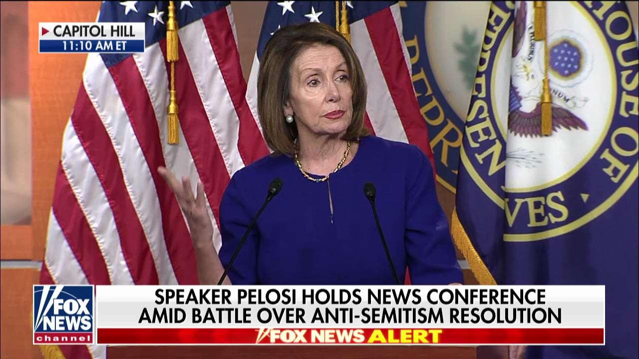 Pelosi speaks to reporters on Rep. Omar's comments about Israel. 
