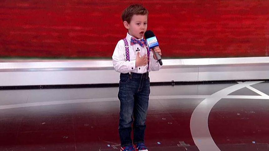 Pint-sized patriot sings the national anthem