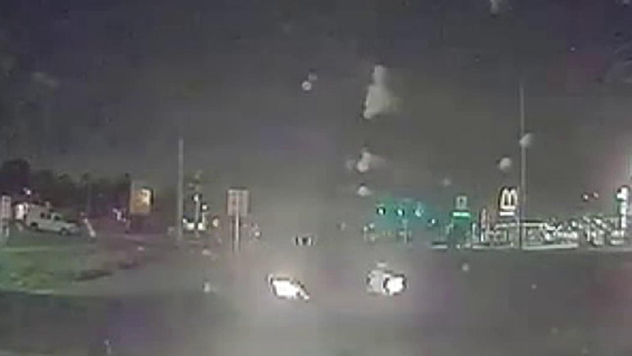 Raw Video: Florida deputy's car is hit as he is preparing to exit the vehicle
