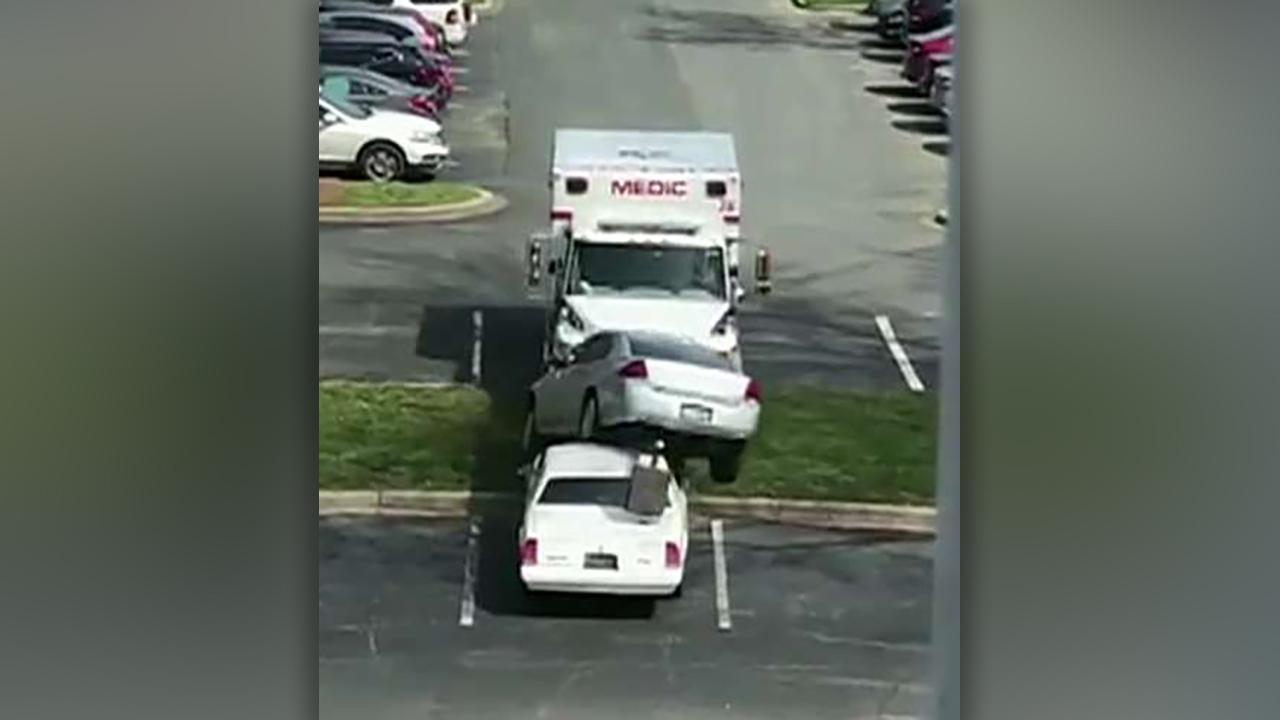 Driver steals ambulance, crashes into parked cars in North Carolina