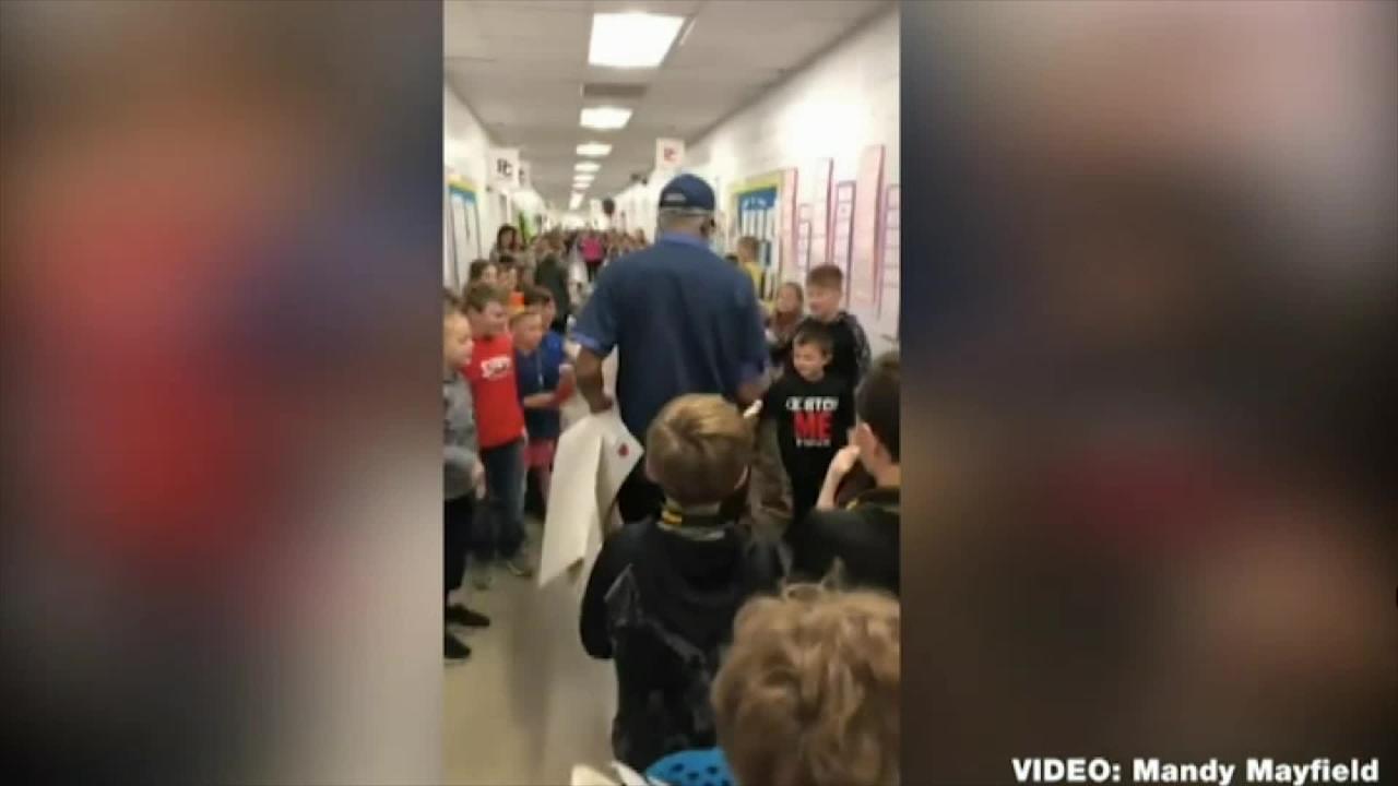 Students at a Georgia elementary school hold a heartwarming 80th birthday bash for the school janitor