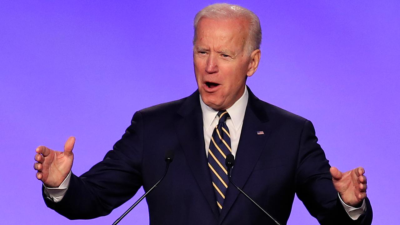 Biden makes hugging joke during speech in wake of allegations