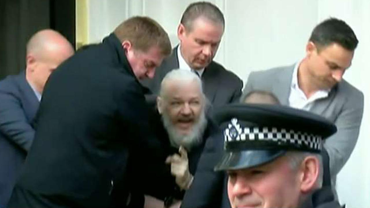 Julian Assange dragged out of Ecuadorian Embassy in handcuffs after arrest