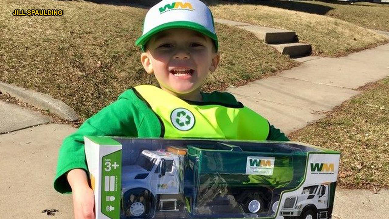 Boy who loves cleaning up trash gets birthday surprise from Waste Management crew
