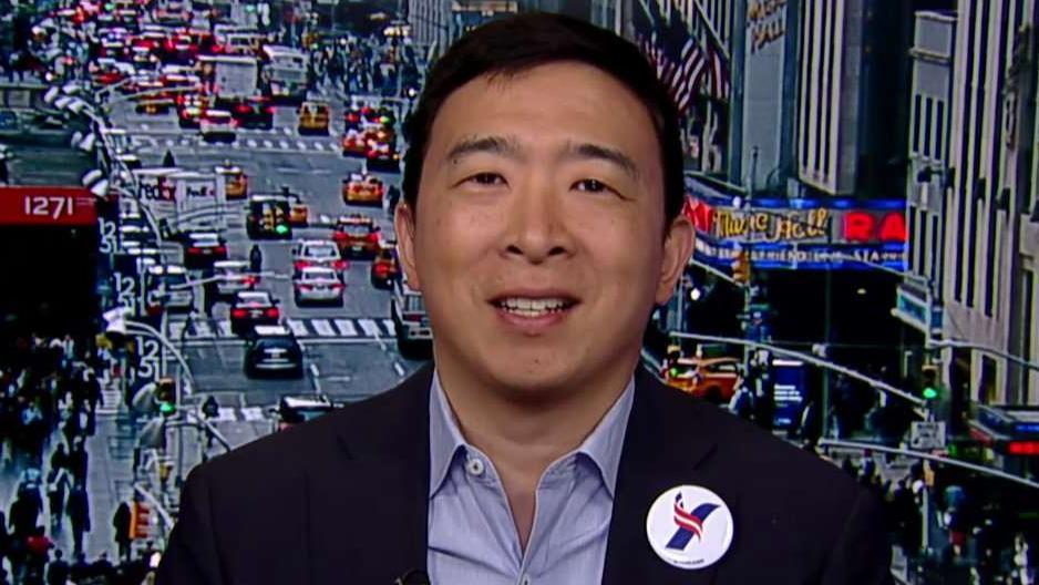 Democratic presidential candidate Andrew Yang explains his 'freedom dividend' plan