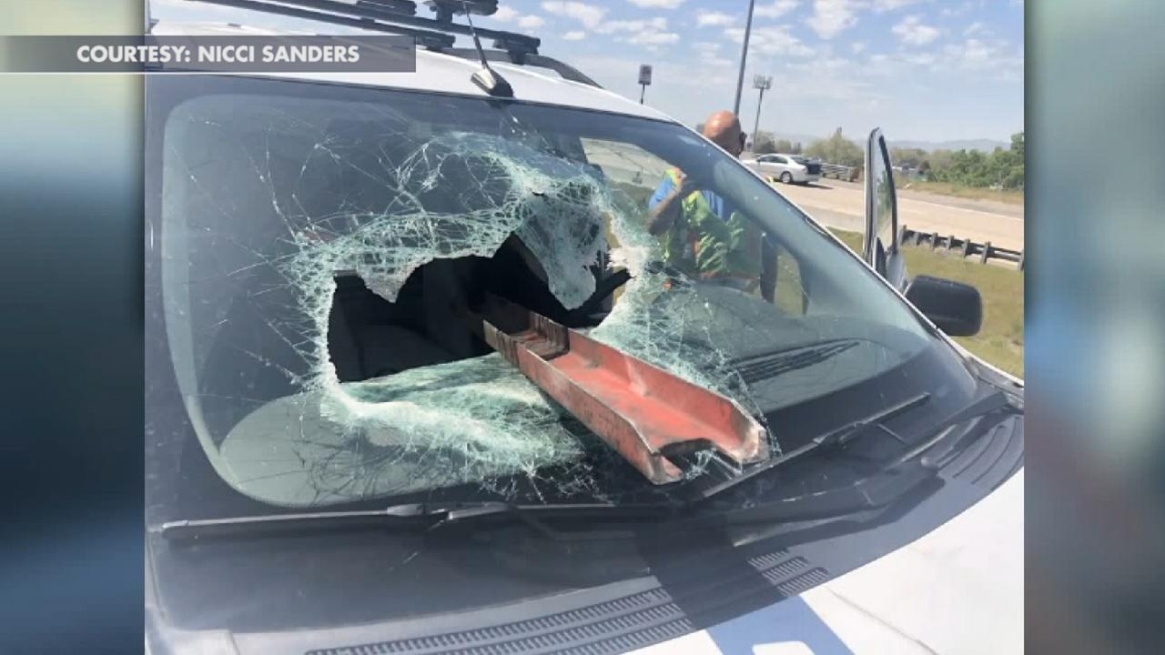 Utah driver lucky to be alive after metal beam smashes through her windshield 