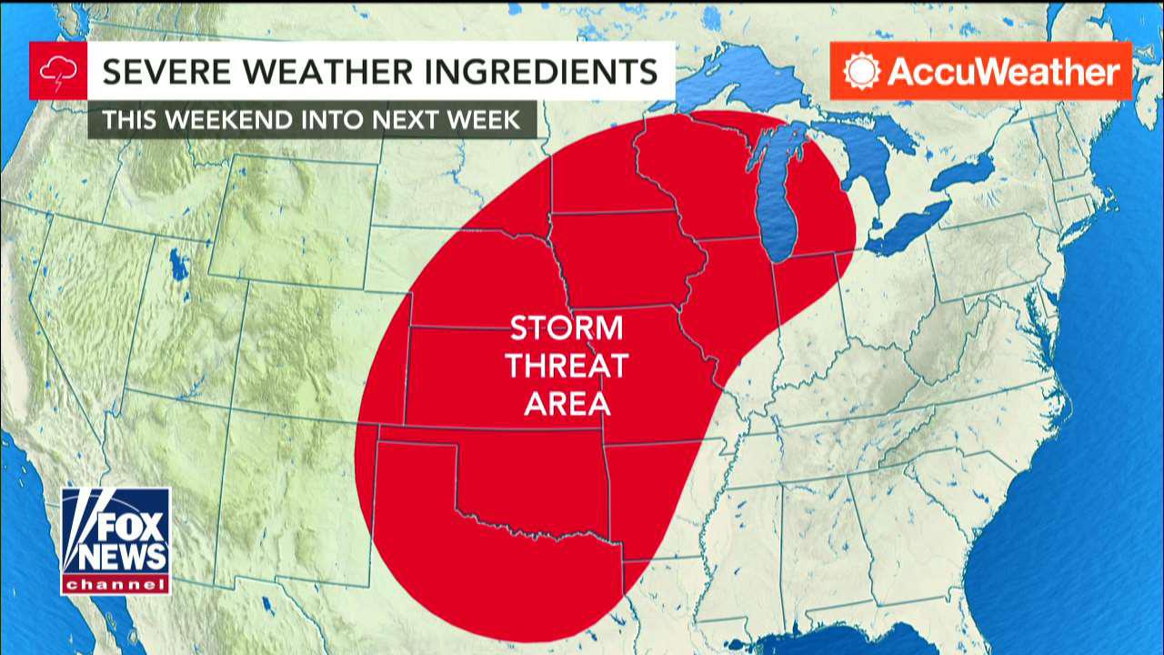 Severe weather and tornadoes threaten the central plains