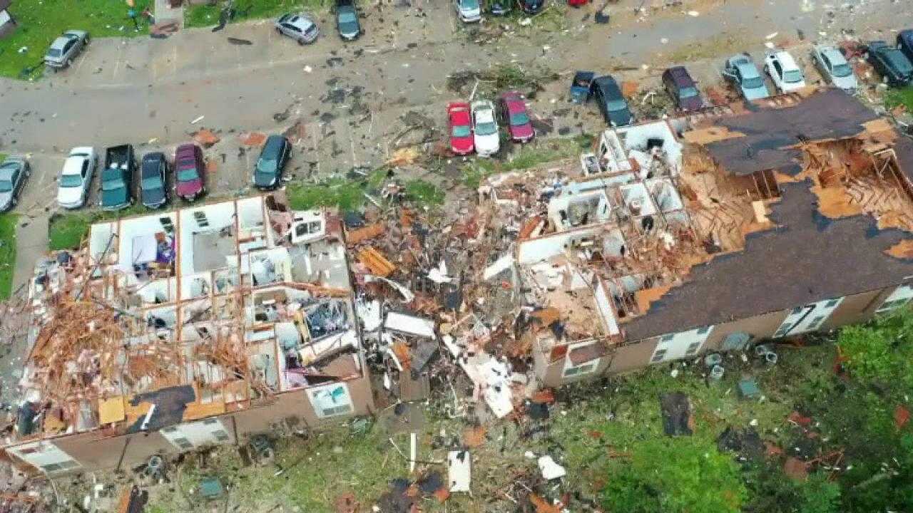 Raw video: Drone footage shows devastation after tornado sweeps through Jefferson City, Missouri