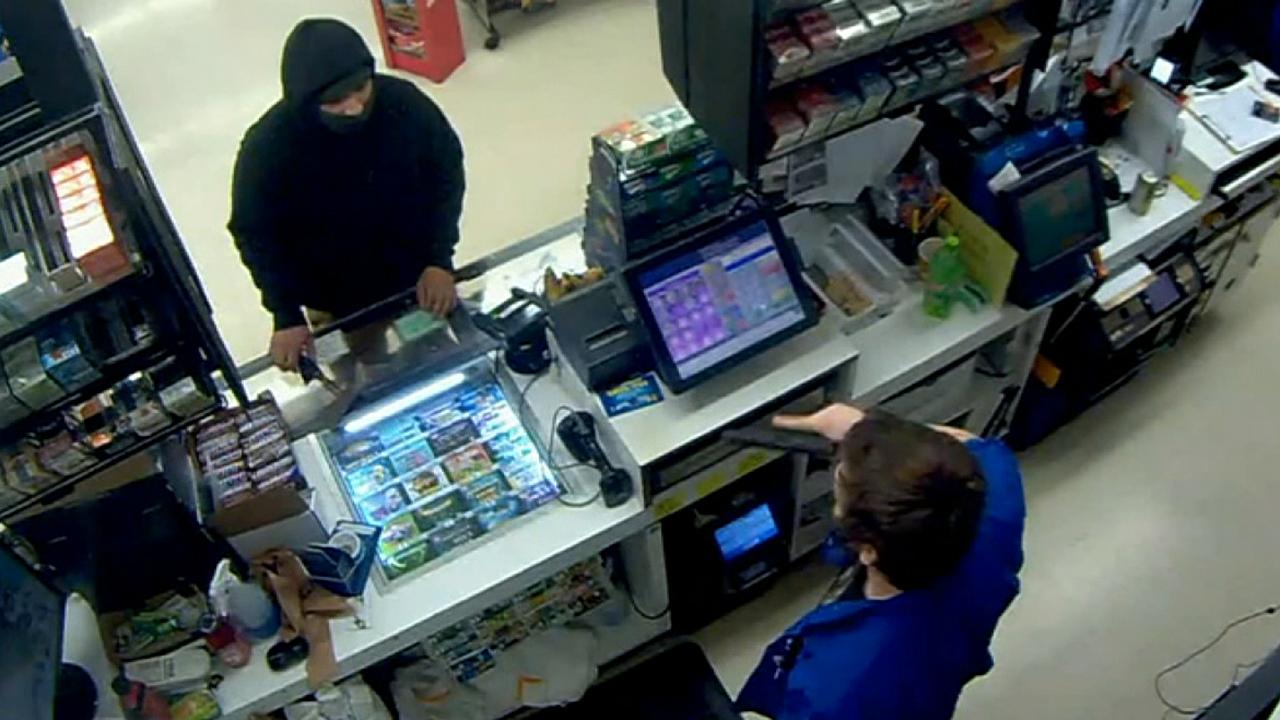 Convenience store clerk draws gun, calls 911 on would-be hatchet wielding thief