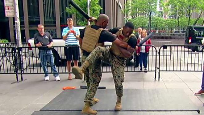 Marines show off the martial arts moves they use to train for combat