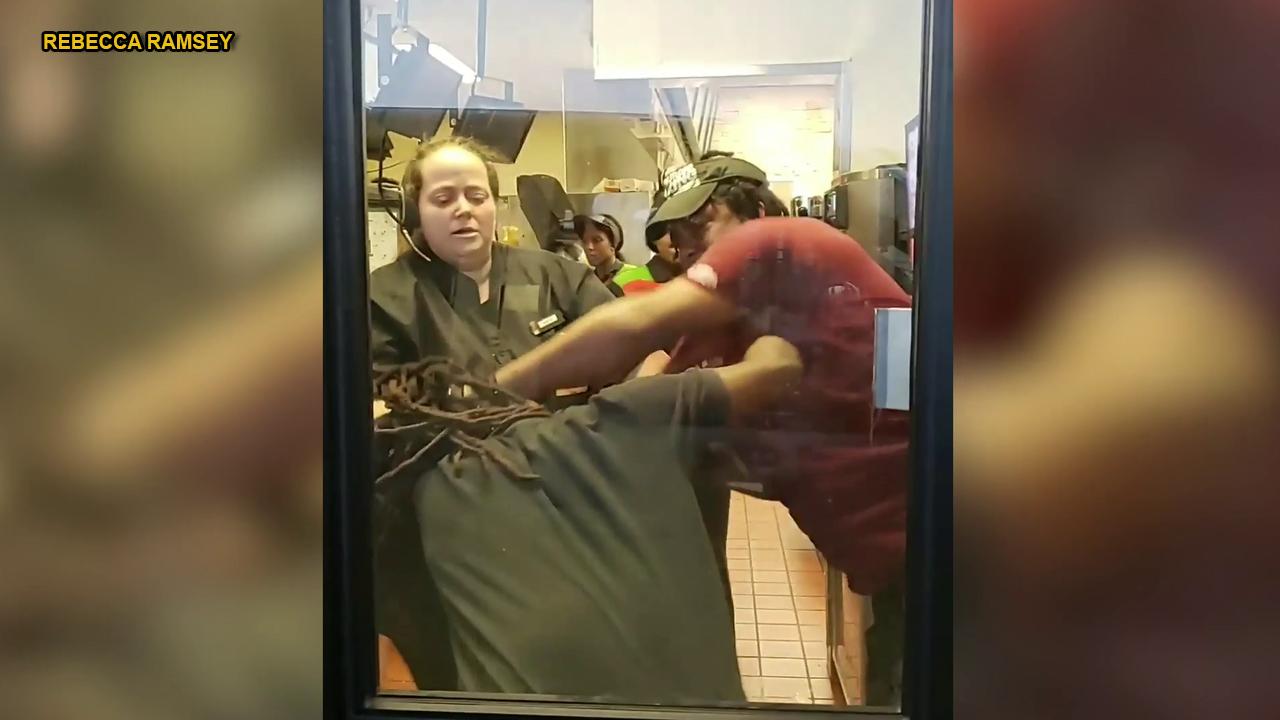 Burger King customer see employees brawling at drive-thru window