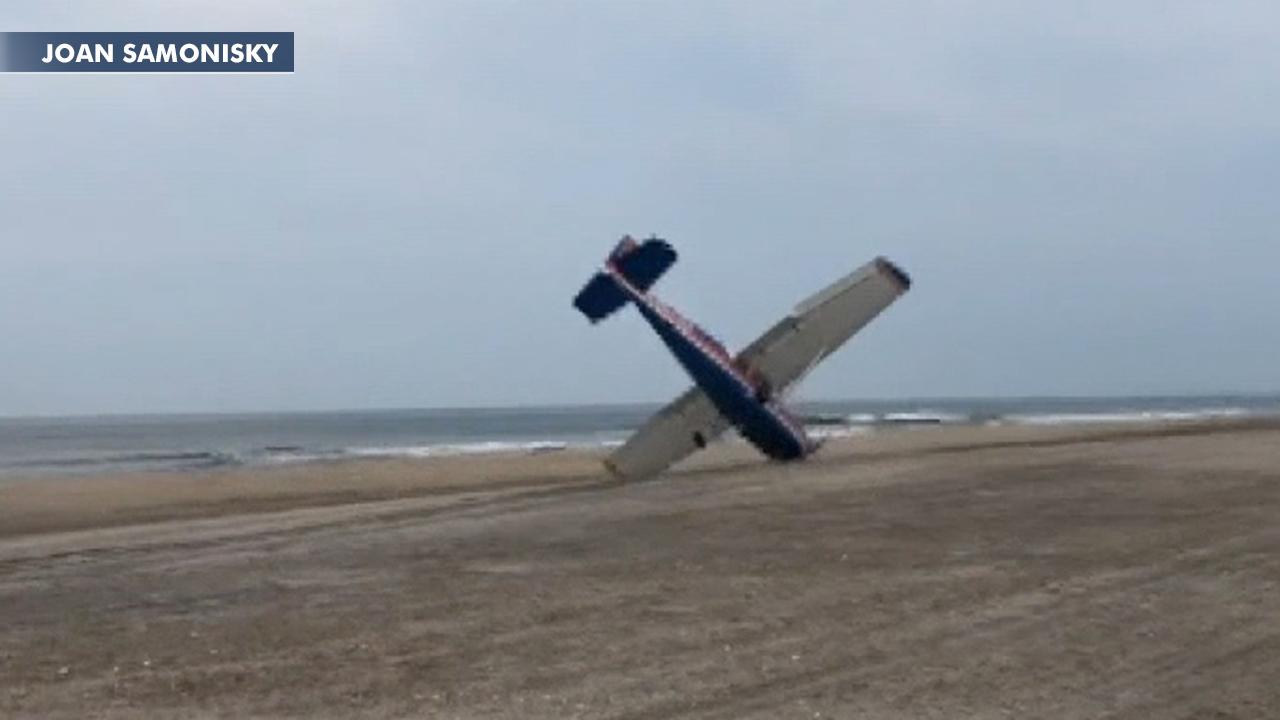 Small plane makes emergency landing on beach in New Jersey