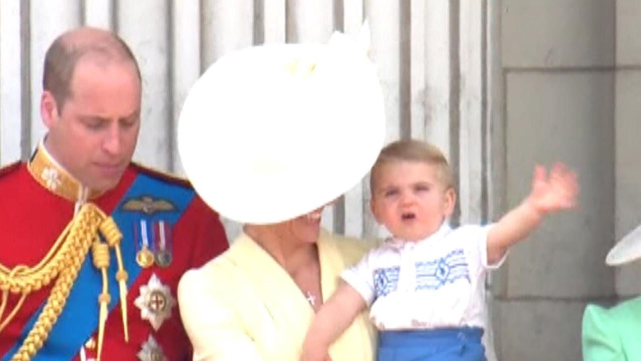 Prince Louis waves to the crowd at the Trooping the Colour parade