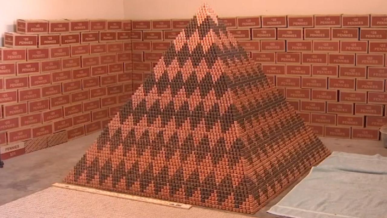 Arizona man builds pyramid using over one million pennies in hopes of breaking a world record