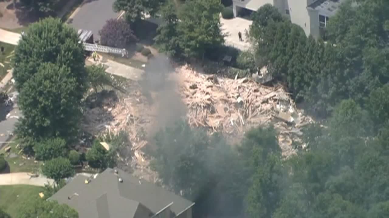 Raw video: Powerful explosion destroys home in Charlotte, North Carolina