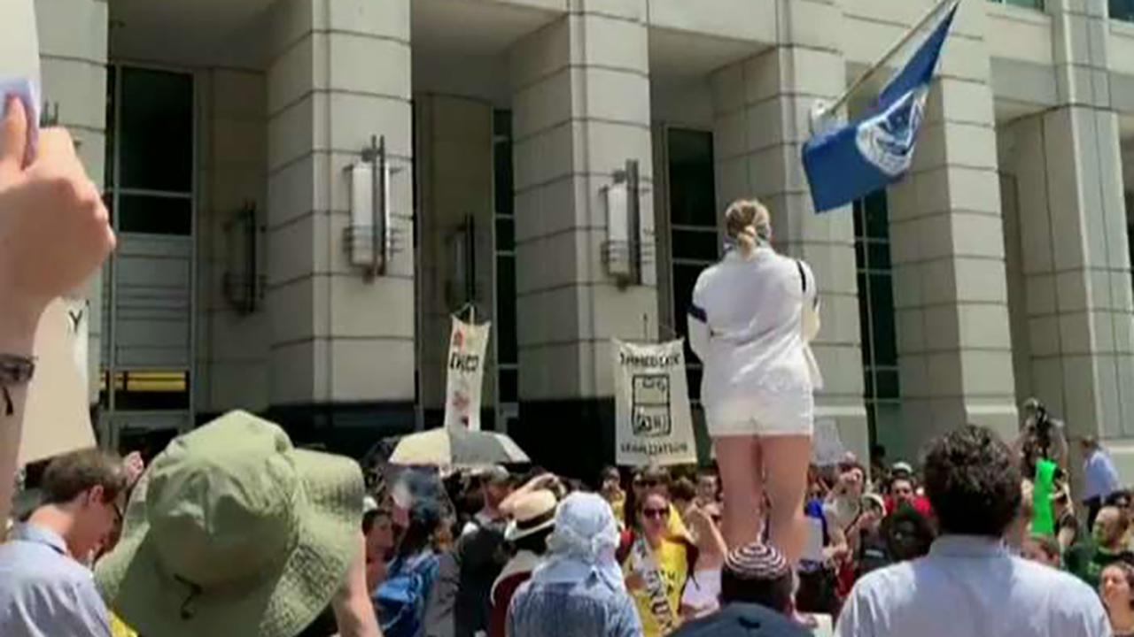 Nearly a dozen protesters arrested outside of ICE headquarters in Washington, D.C.