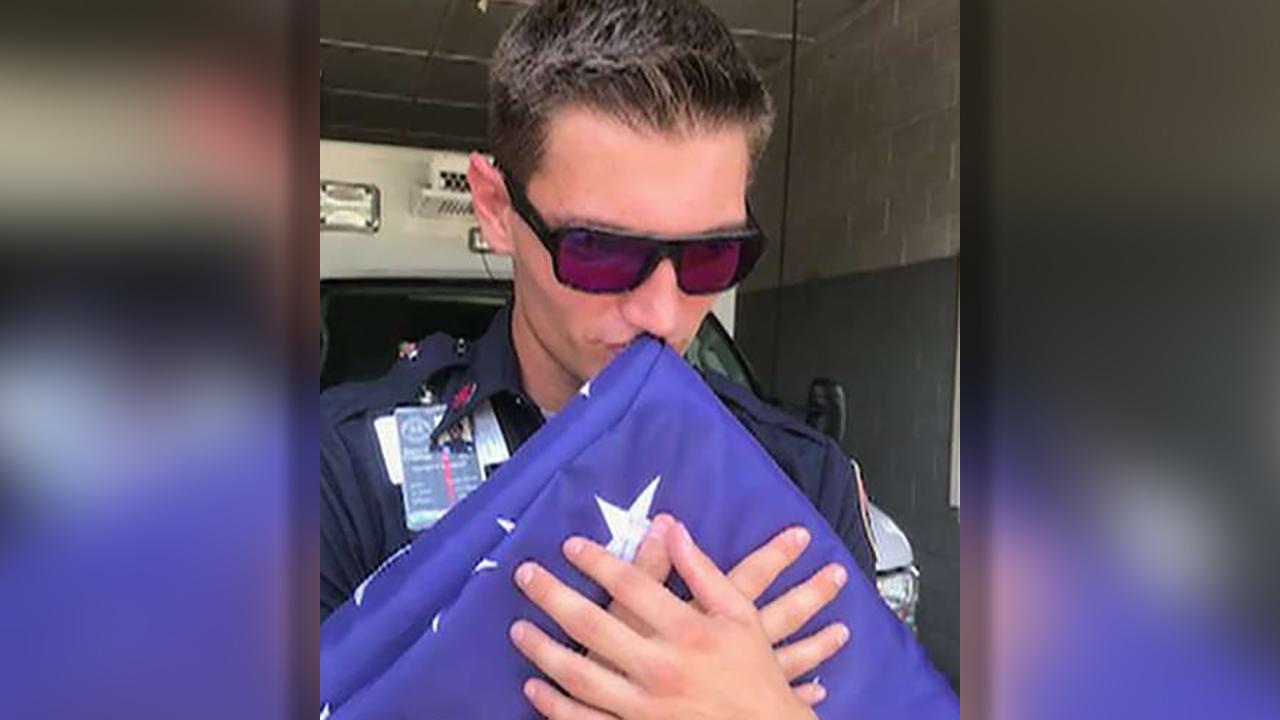 Colorblind firefighter chokes back tears after seeing American flag in color for first time
