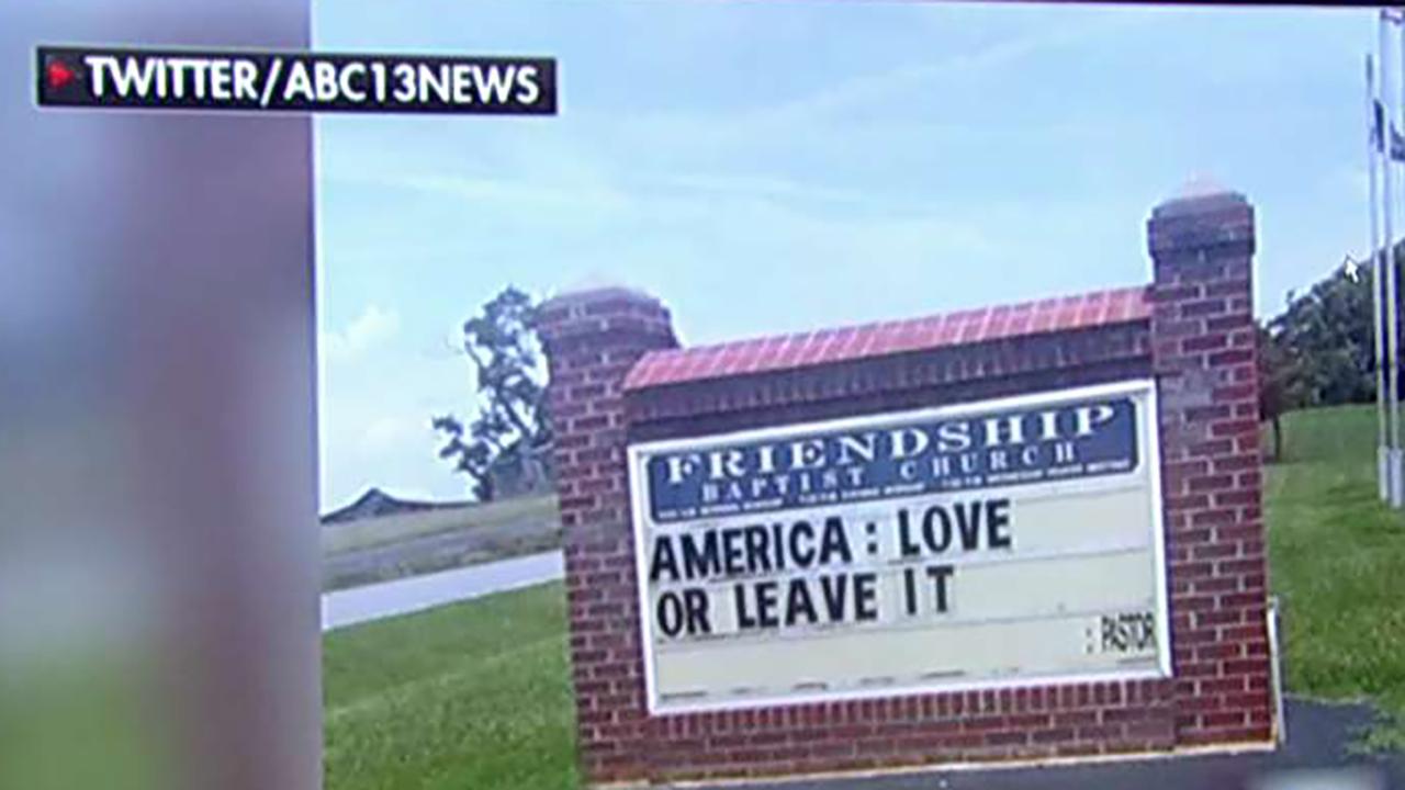 ‘America: Love or leave it’ sign faces backlash from congregation