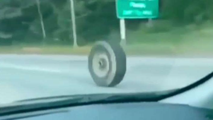 Runaway tire rolls down New Jersey highway, collides with oncoming Jeep