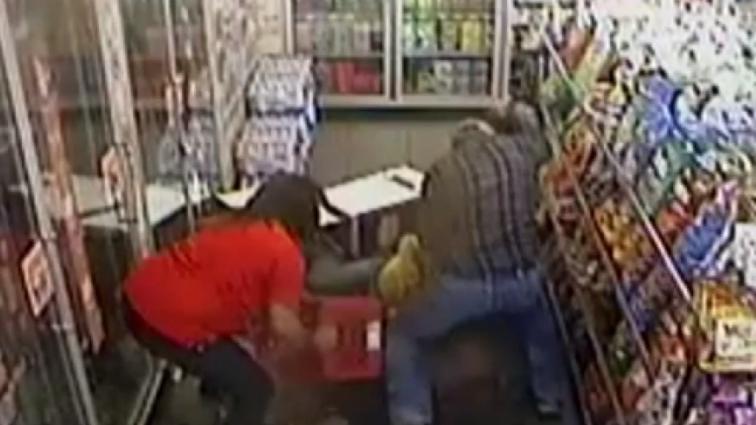 Watch: Gas station hostages fight off their attacker