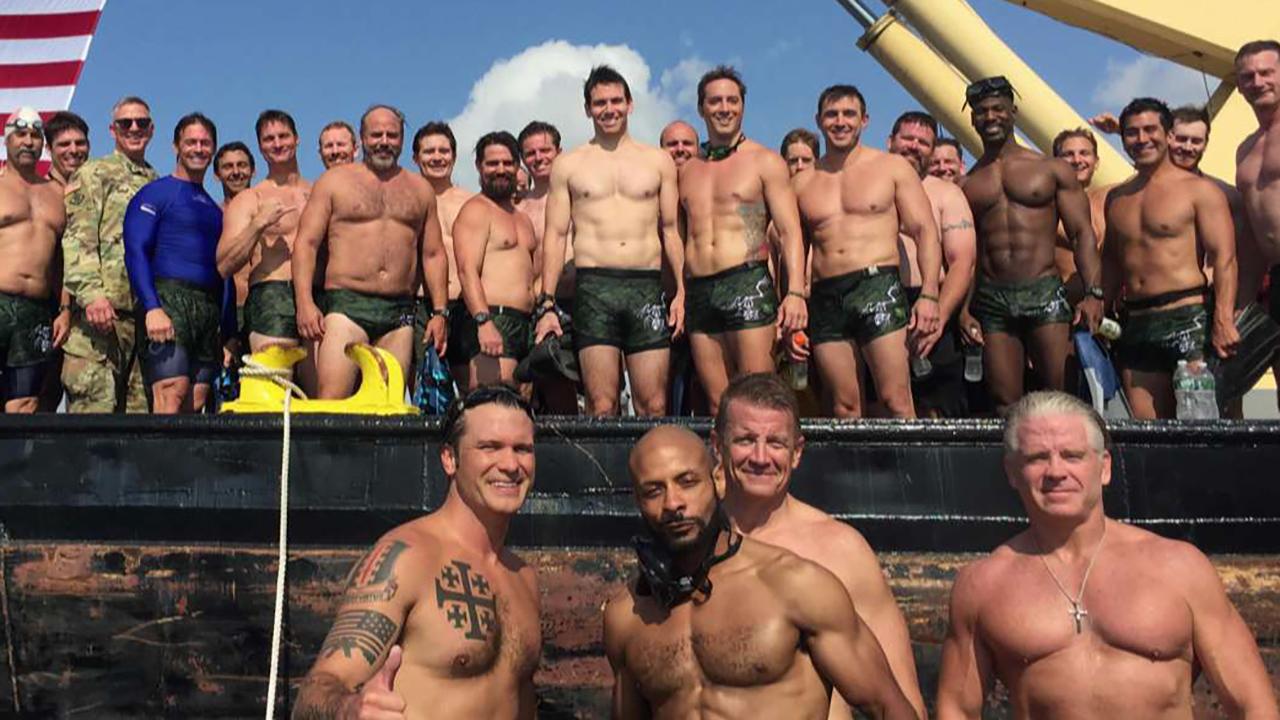 Highlights from Pete Hegseth's swim across the Hudson River with Navy