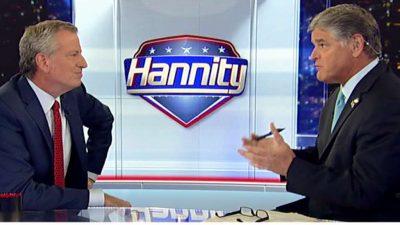 De Blasio, Hannity joke over bet after fiery interview