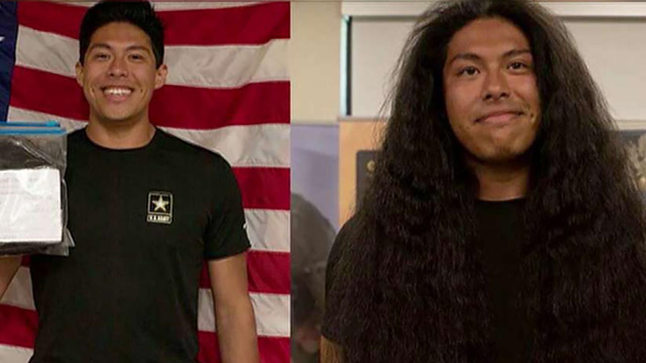 New soldier gets first haircut in 15 years