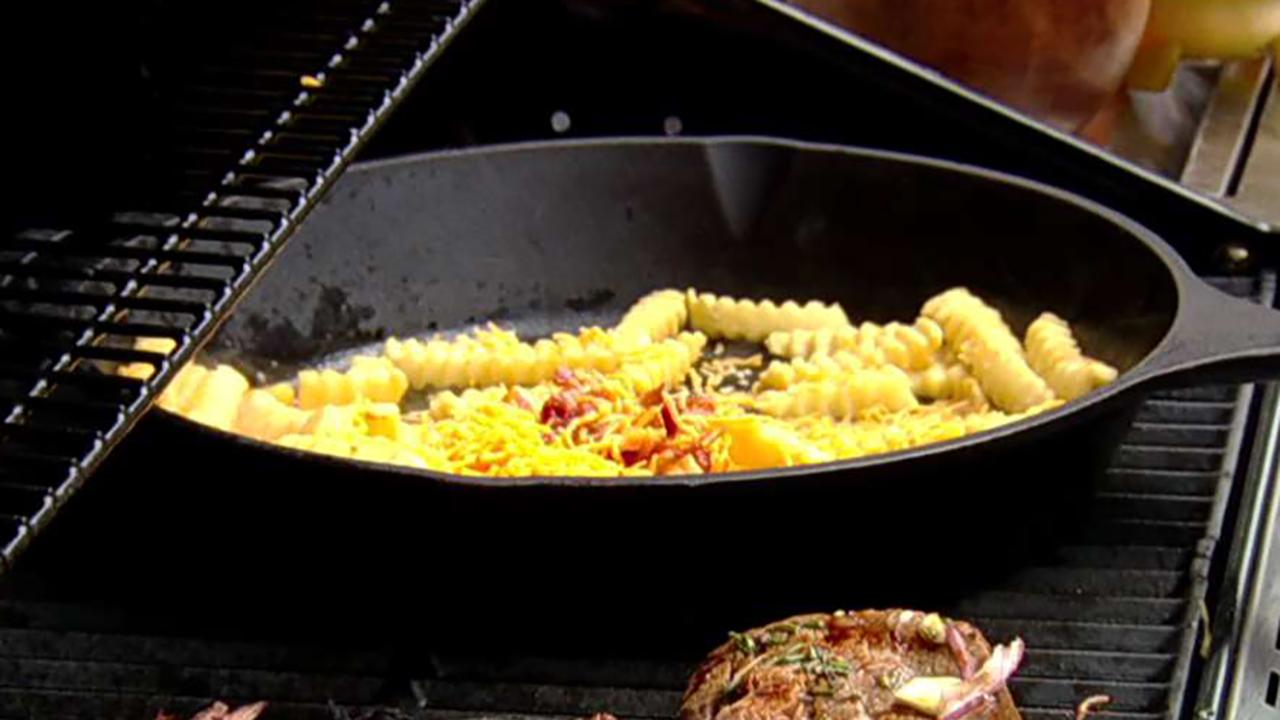 Steve Doocy grills up steaks with fully loaded cheese fries
