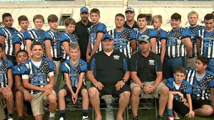 Youth football league wears 'Thin Blue Line' uniforms to honor law enforcement