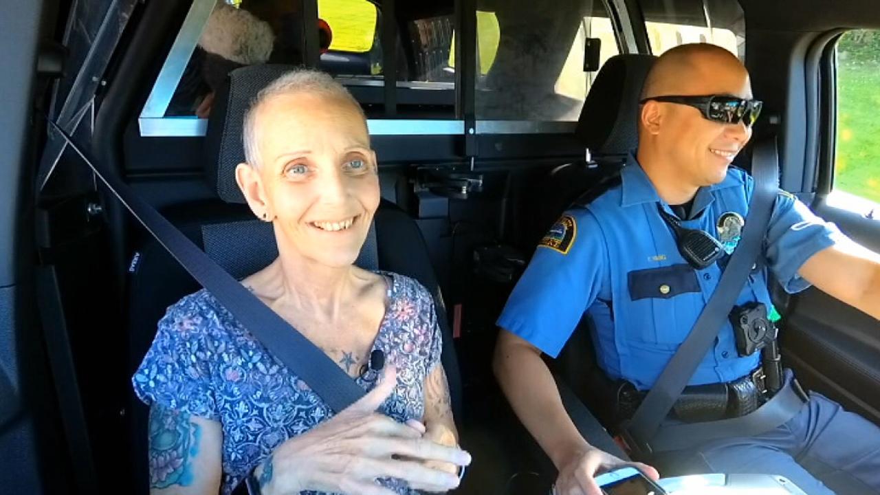 Woman diagnosed with terminal cancer gets to live dream with ride-along with police