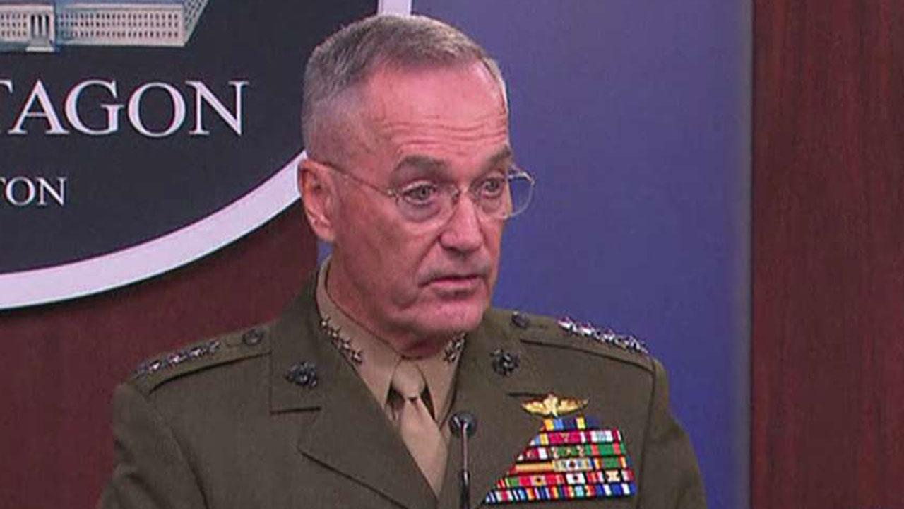Joint Chiefs chairman says the US is not using the word 'withdraw' right now during Afghan peace talks