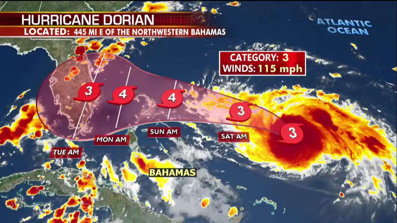 Hurricane Dorian upgraded to Category 3 storm