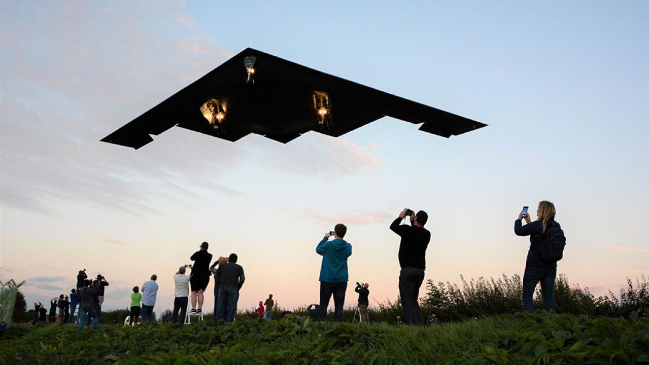 B-2 stealth bomber flies just 60 feet above impressed plane spotters' heads