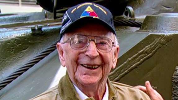 96-year-old Army veteran brings his WWII Sherman Tank to the Fox Square!