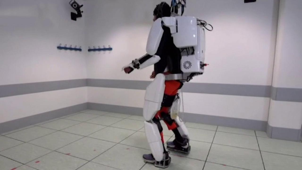 Quadriplegic walks again with robotic exoskeleton