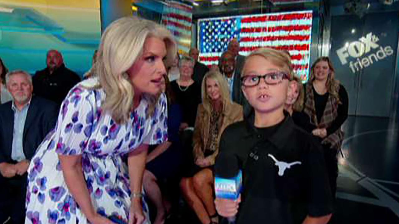 10-year-old who gave viral team pep talk delivers the weather forecast on 'Fox & Friends'