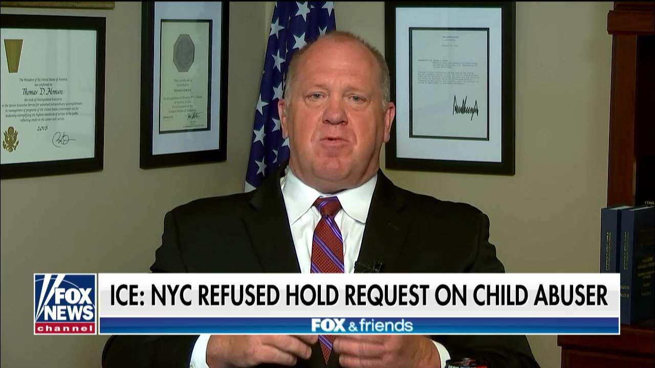 Tom Homan reacts after ICE says New York authorities refused request to hold child abuser for deportation