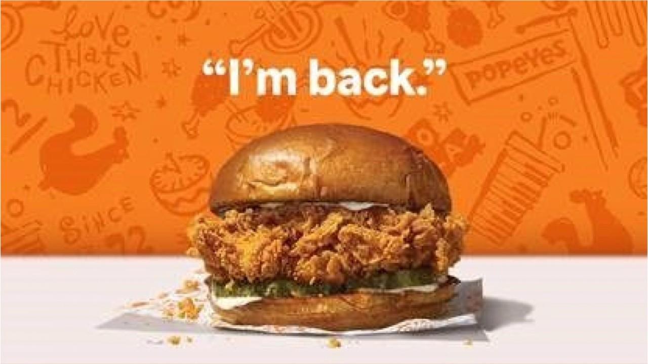 The Popeyes Chicken Sandwich is back. The chicken chain has announced its official return date. Let the second round of chicken wars begin.