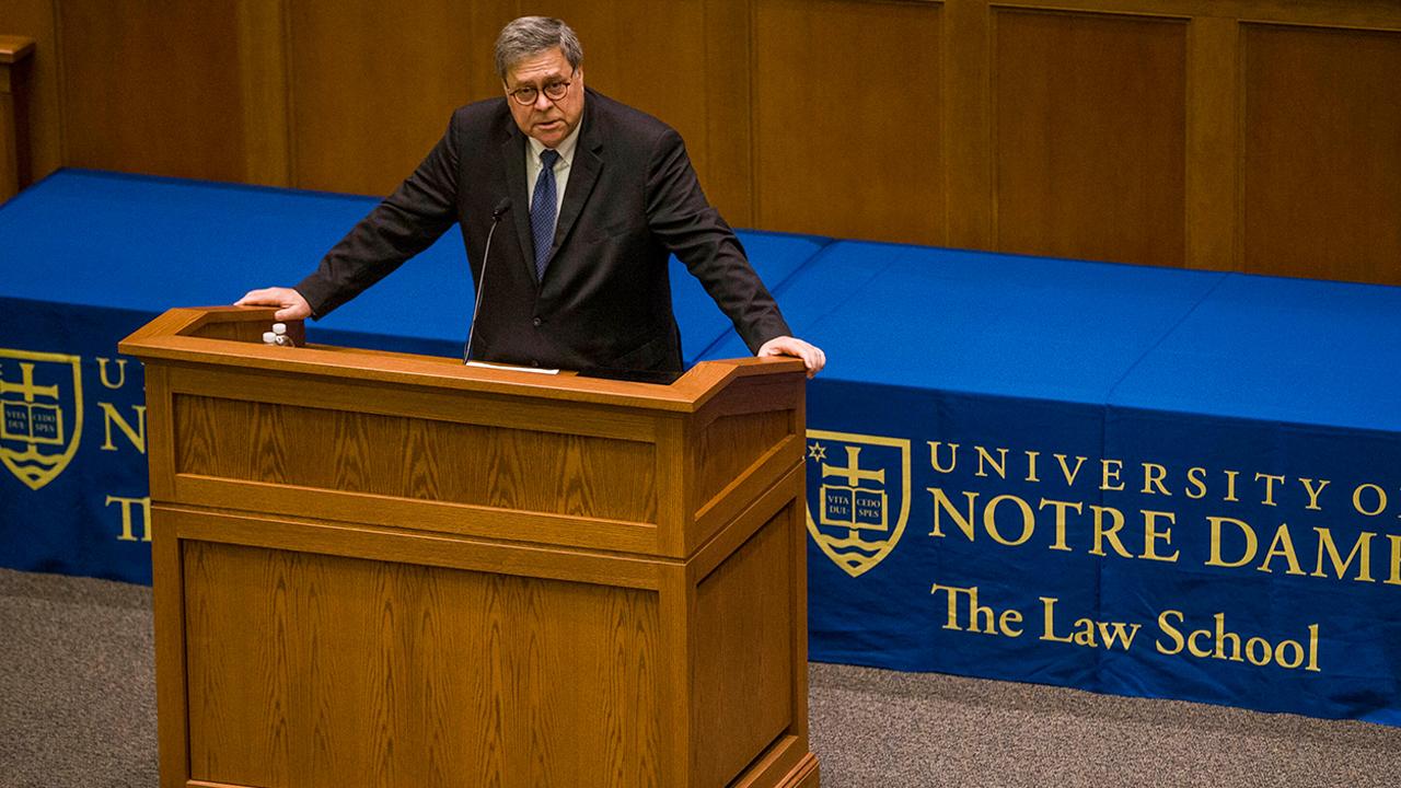 Is William Barr guilty of spreading 'toxic Christianity' in speech at Notre Dame University Law School?