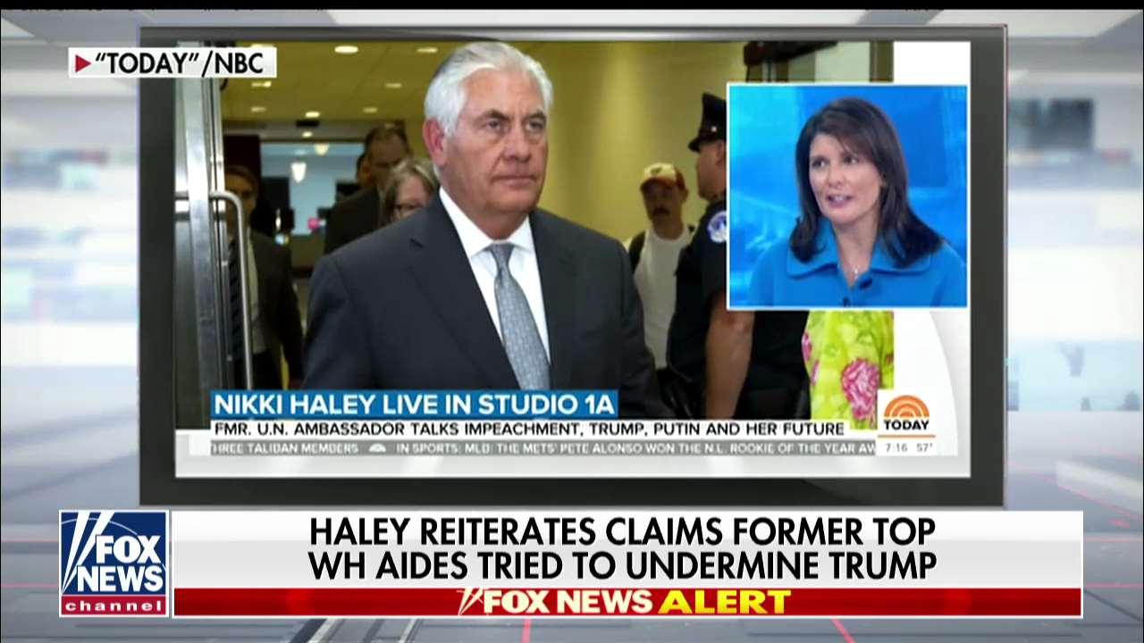 Kellyanne Conway reacts after Nikki Haley reiterates claims former top WH aides tried to undermine Trump