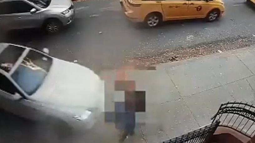 Shocking video shows BMW slams into man and child in Harlem 