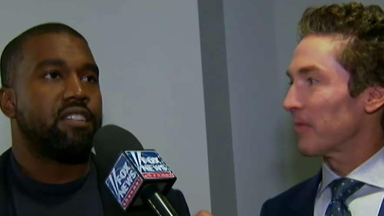 Kanye West talks to Fox News after Sunday service with Joel Osteen