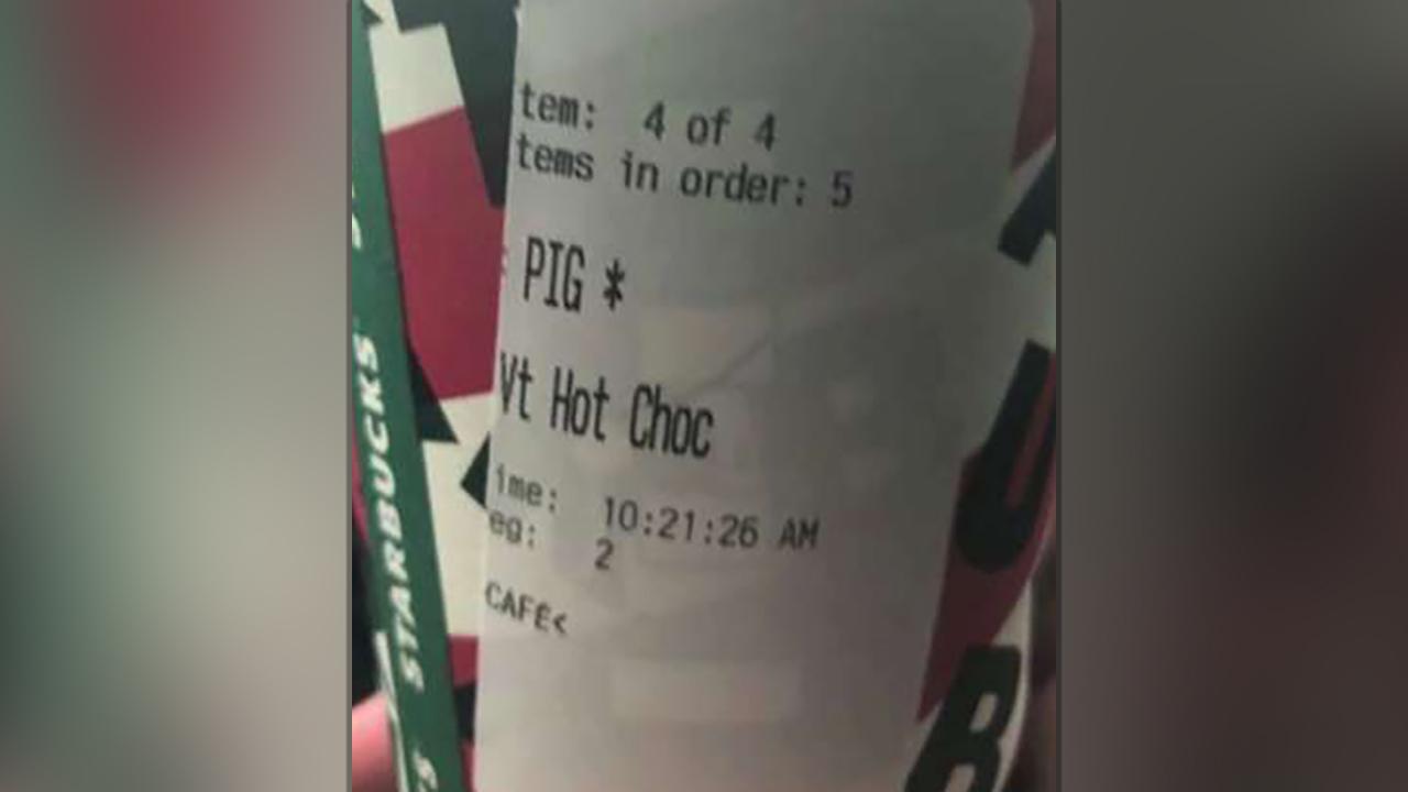 Starbucks apologizes after police officer handed coffee cup labeled 'pig'