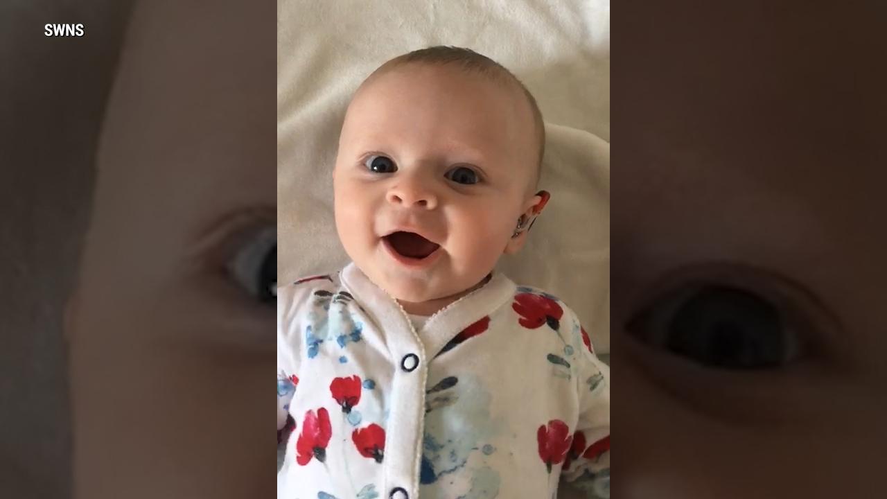 Caught on Video: Deaf baby hears mom's voice after hearing aids are switched on