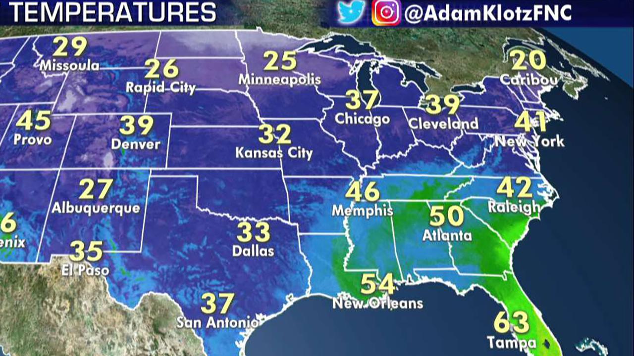 National forecast for Monday, December 23: Low pressure system brings rain to Southeast